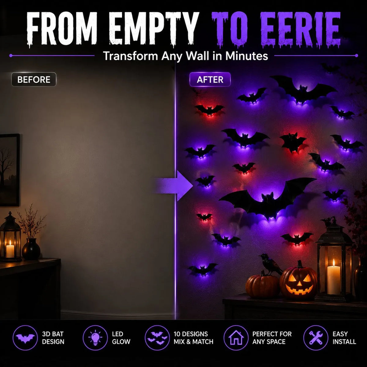 3D Bat Light Decorations